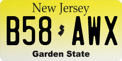 NJ license plate B58AWX