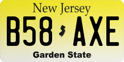 NJ license plate B58AXE