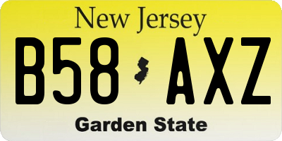 NJ license plate B58AXZ