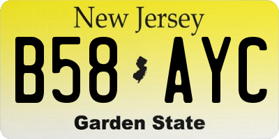 NJ license plate B58AYC