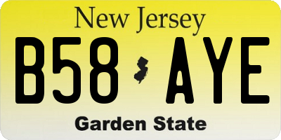 NJ license plate B58AYE