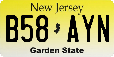 NJ license plate B58AYN