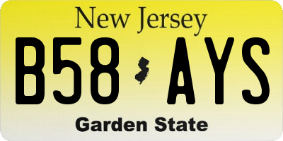 NJ license plate B58AYS