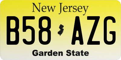 NJ license plate B58AZG