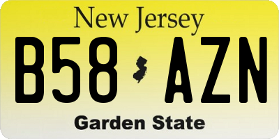NJ license plate B58AZN