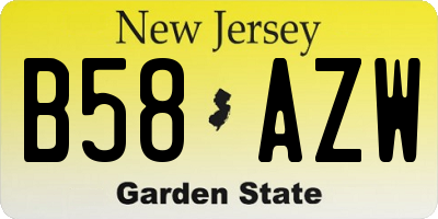 NJ license plate B58AZW