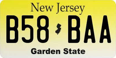 NJ license plate B58BAA