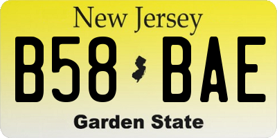 NJ license plate B58BAE