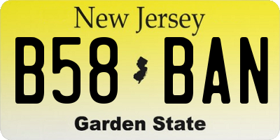 NJ license plate B58BAN