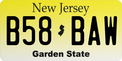 NJ license plate B58BAW