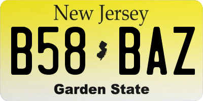 NJ license plate B58BAZ