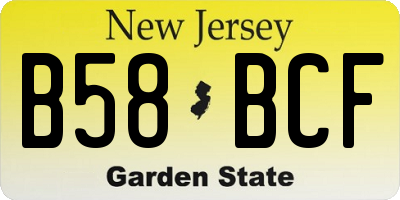 NJ license plate B58BCF