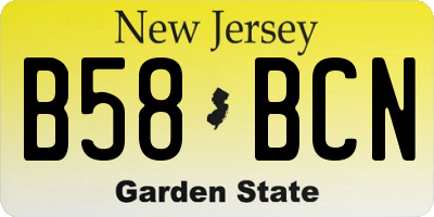 NJ license plate B58BCN