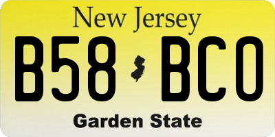 NJ license plate B58BCO
