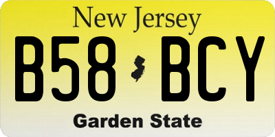 NJ license plate B58BCY