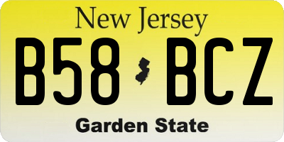 NJ license plate B58BCZ