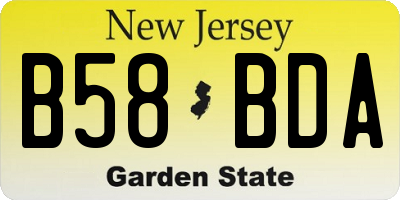NJ license plate B58BDA