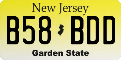 NJ license plate B58BDD