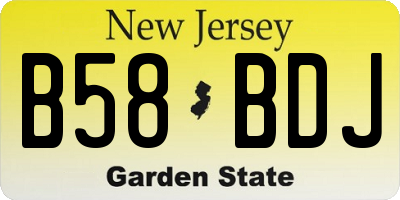 NJ license plate B58BDJ