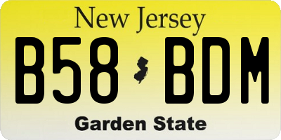 NJ license plate B58BDM
