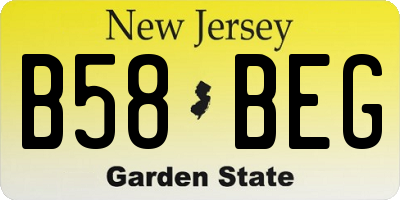 NJ license plate B58BEG