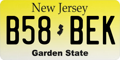 NJ license plate B58BEK