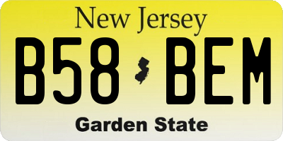 NJ license plate B58BEM