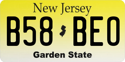 NJ license plate B58BEO