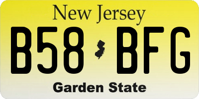 NJ license plate B58BFG