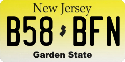 NJ license plate B58BFN