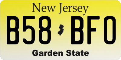 NJ license plate B58BFO