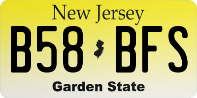 NJ license plate B58BFS
