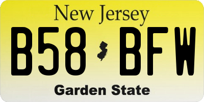 NJ license plate B58BFW