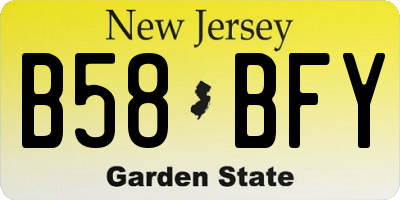NJ license plate B58BFY