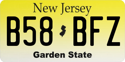 NJ license plate B58BFZ