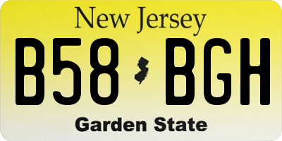 NJ license plate B58BGH