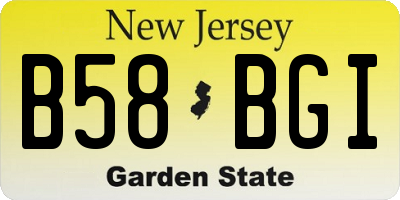 NJ license plate B58BGI