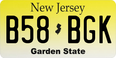 NJ license plate B58BGK