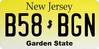 NJ license plate B58BGN