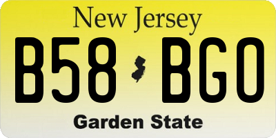 NJ license plate B58BGO