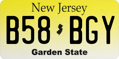 NJ license plate B58BGY