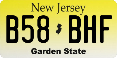 NJ license plate B58BHF
