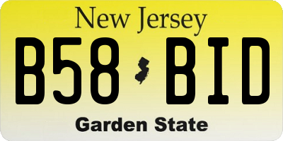 NJ license plate B58BID