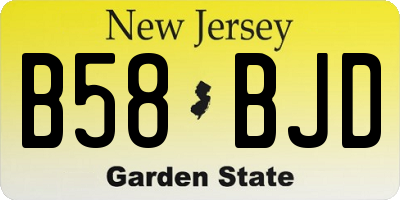 NJ license plate B58BJD