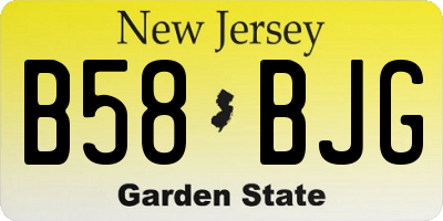 NJ license plate B58BJG