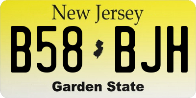 NJ license plate B58BJH
