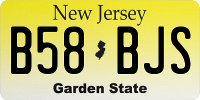 NJ license plate B58BJS