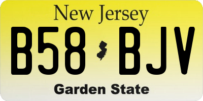 NJ license plate B58BJV