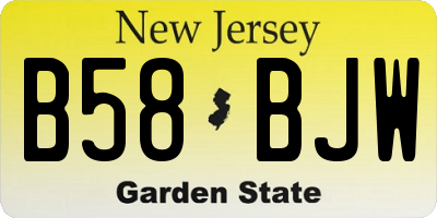 NJ license plate B58BJW