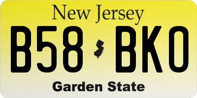 NJ license plate B58BKO